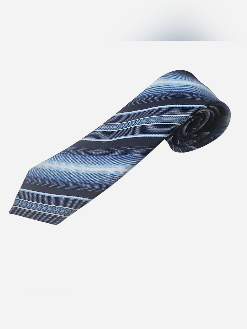 Vtg Carnaval Silk Tie Mens One Size Blue Striped 52" Long Designer 2.5" Wide